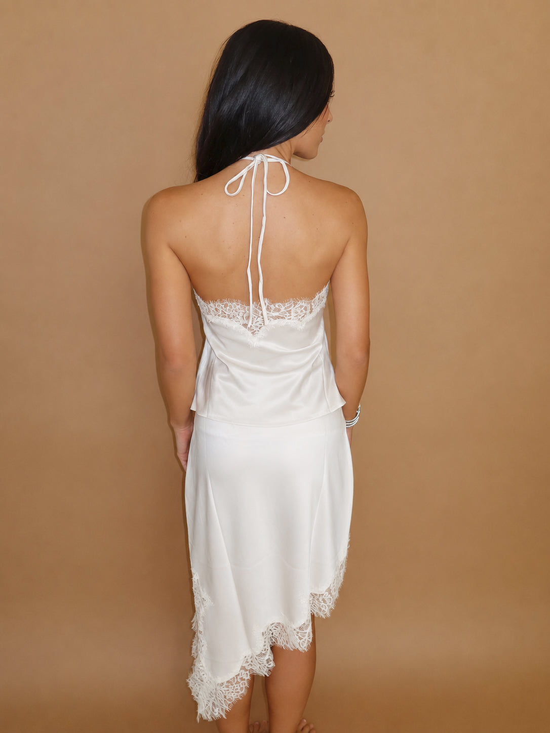 Katelyn Satin Lace Skirt Set in Cream