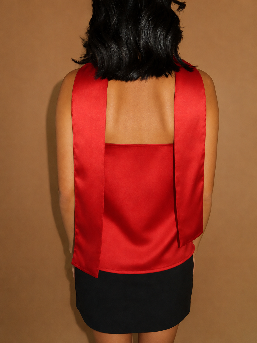 Farrah Strapless Scarf Top in Red