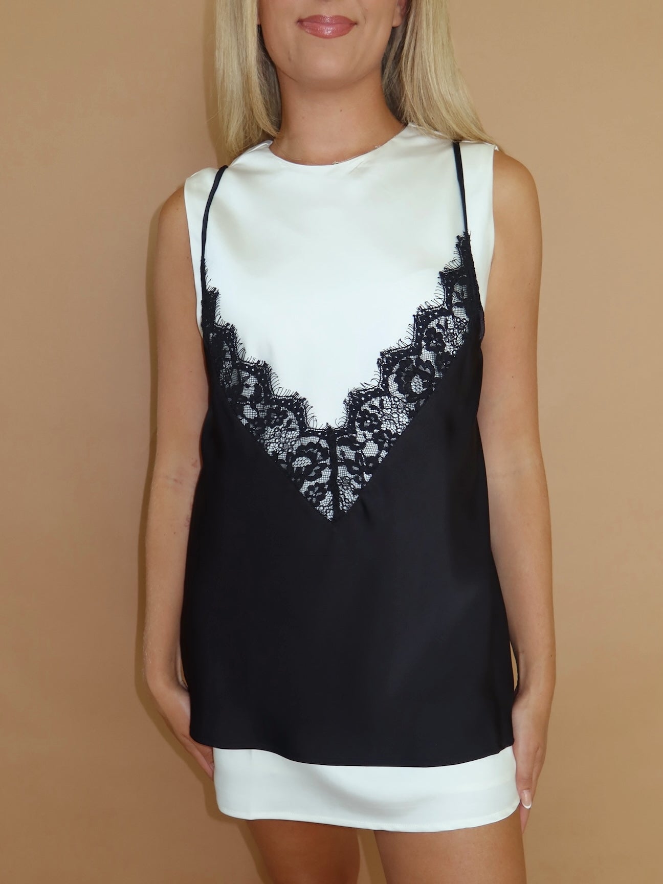Regan Lace Mini Dress in Black