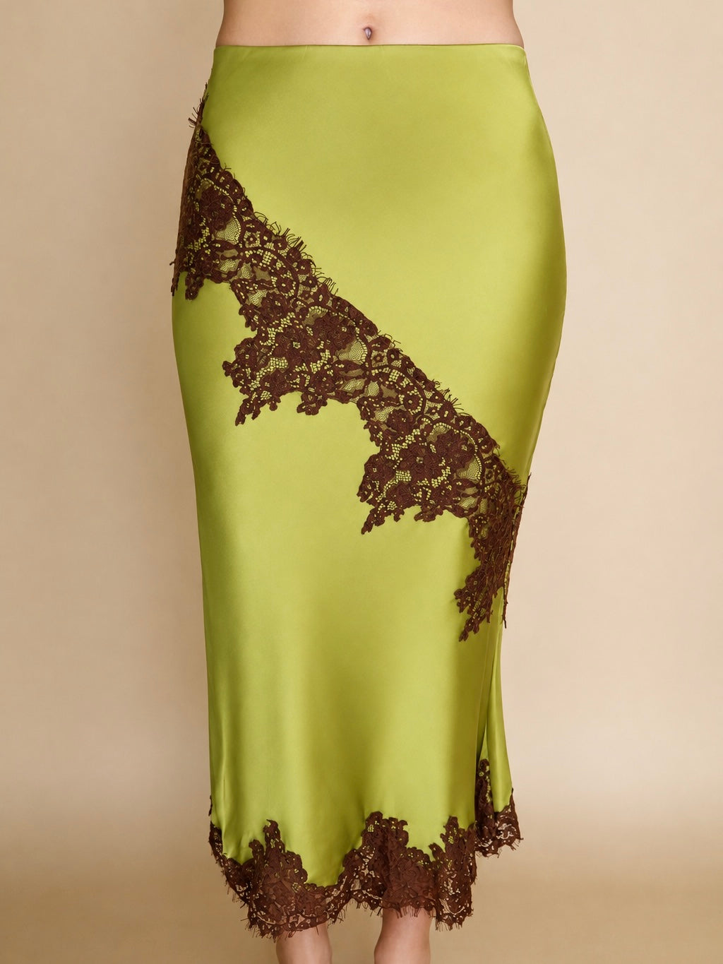 Gigi Midi Lace Skirt in Green