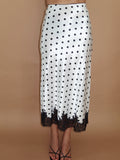 Kenzie Polka Dot Satin Midi Skirt